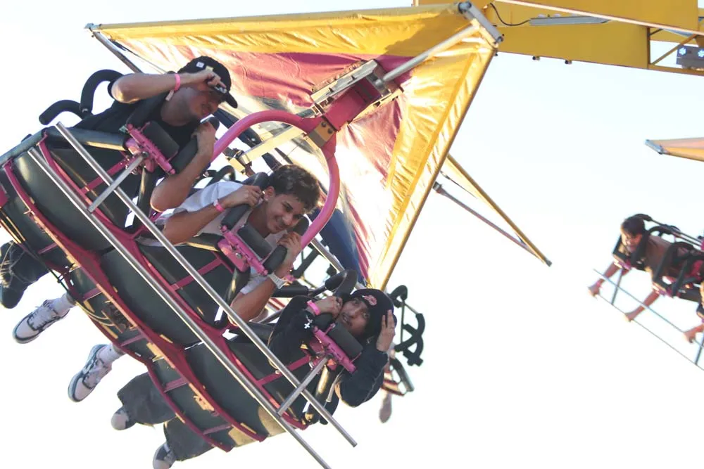 Thrill ride spinning on the midway